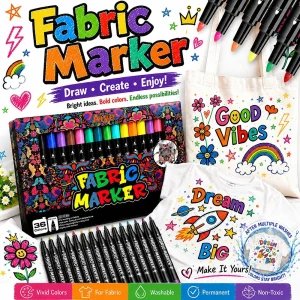 12-36 Colors Fabric Markers Pens Set-Indelible and Permanent Fabric Paint Fine Point Textile Marker Pen Art Painting Supplies