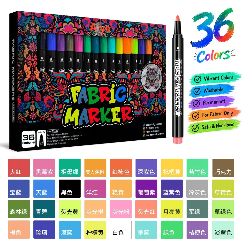12-36 Colors Fabric Markers Pens Set-Indelible and Permanent Fabric Paint Fine Point Textile Marker Pen Art Painting Supplies - Image 6