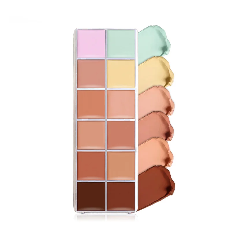 12 Color Concealer Palette Nude Contour Cream Acne Spot Dark Circles Cover Face Foundation Brighten Pigment Cosmetic Makeup Tool - Image 4