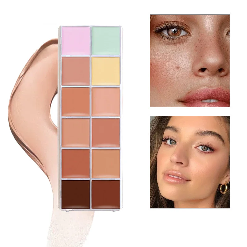 12 Color Concealer Palette Nude Contour Cream Acne Spot Dark Circles Cover Face Foundation Brighten Pigment Cosmetic Makeup Tool - Image 5