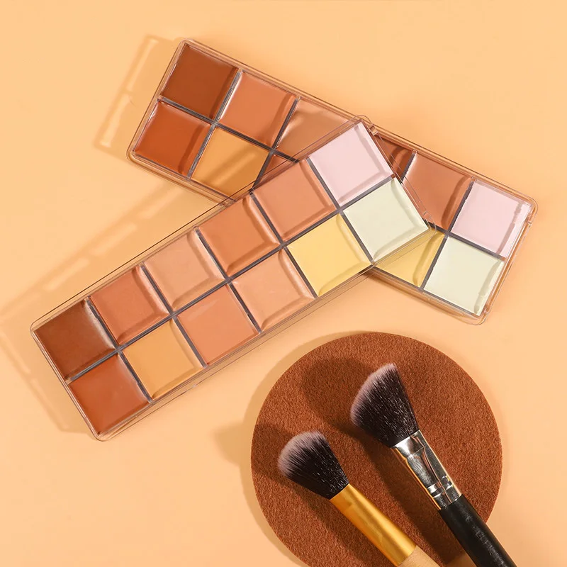 12 Color Concealer Palette Nude Contour Cream Acne Spot Dark Circles Cover Face Foundation Brighten Pigment Cosmetic Makeup Tool - Image 6