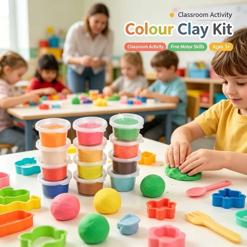 12 Colors Kids Playdough Set Clear Cup Safe Clay Dough Creative Handcraft Material Educational Toddler Toys Fun Modeling Kit Box - Image 2