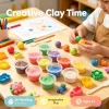 12 Colors Kids Playdough Set Clear Cup Safe Clay Dough Creative Handcraft Material Educational Toddler Toys Fun Modeling Kit Box