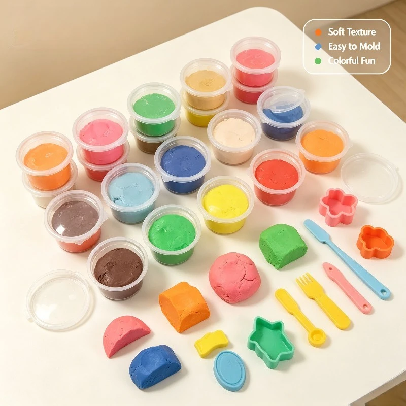 12 Colors Kids Playdough Set Clear Cup Safe Clay Dough Creative Handcraft Material Educational Toddler Toys Fun Modeling Kit Box - Image 3