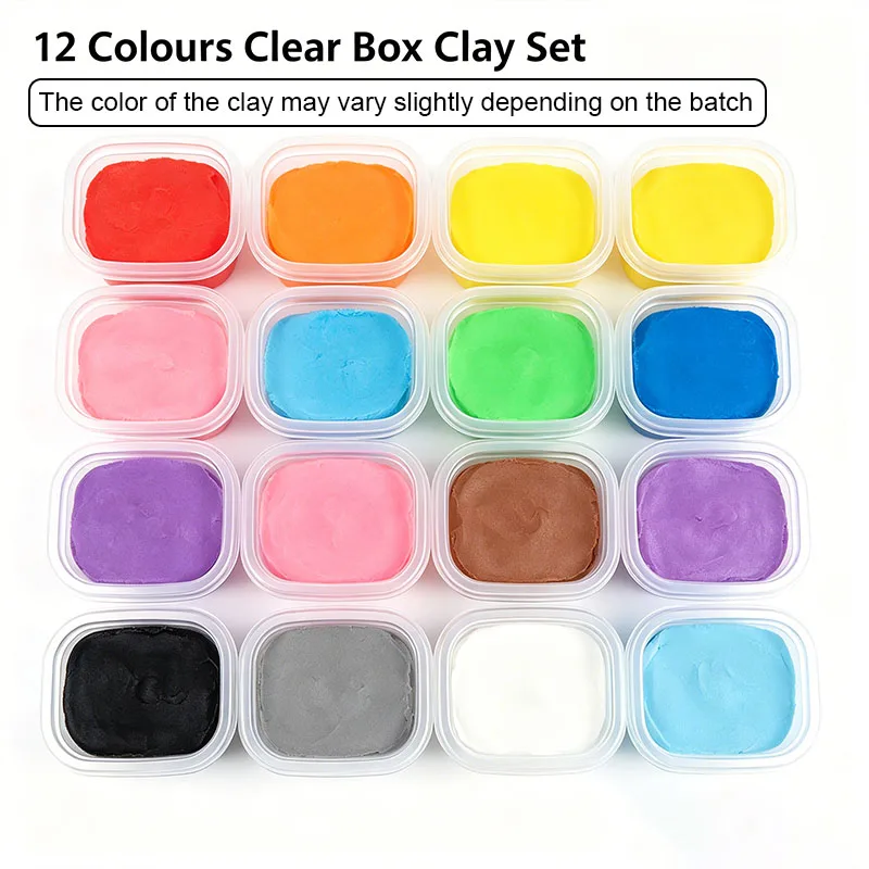 12 Colors Kids Playdough Set Clear Cup Safe Clay Dough Creative Handcraft Material Educational Toddler Toys Fun Modeling Kit Box - Image 6