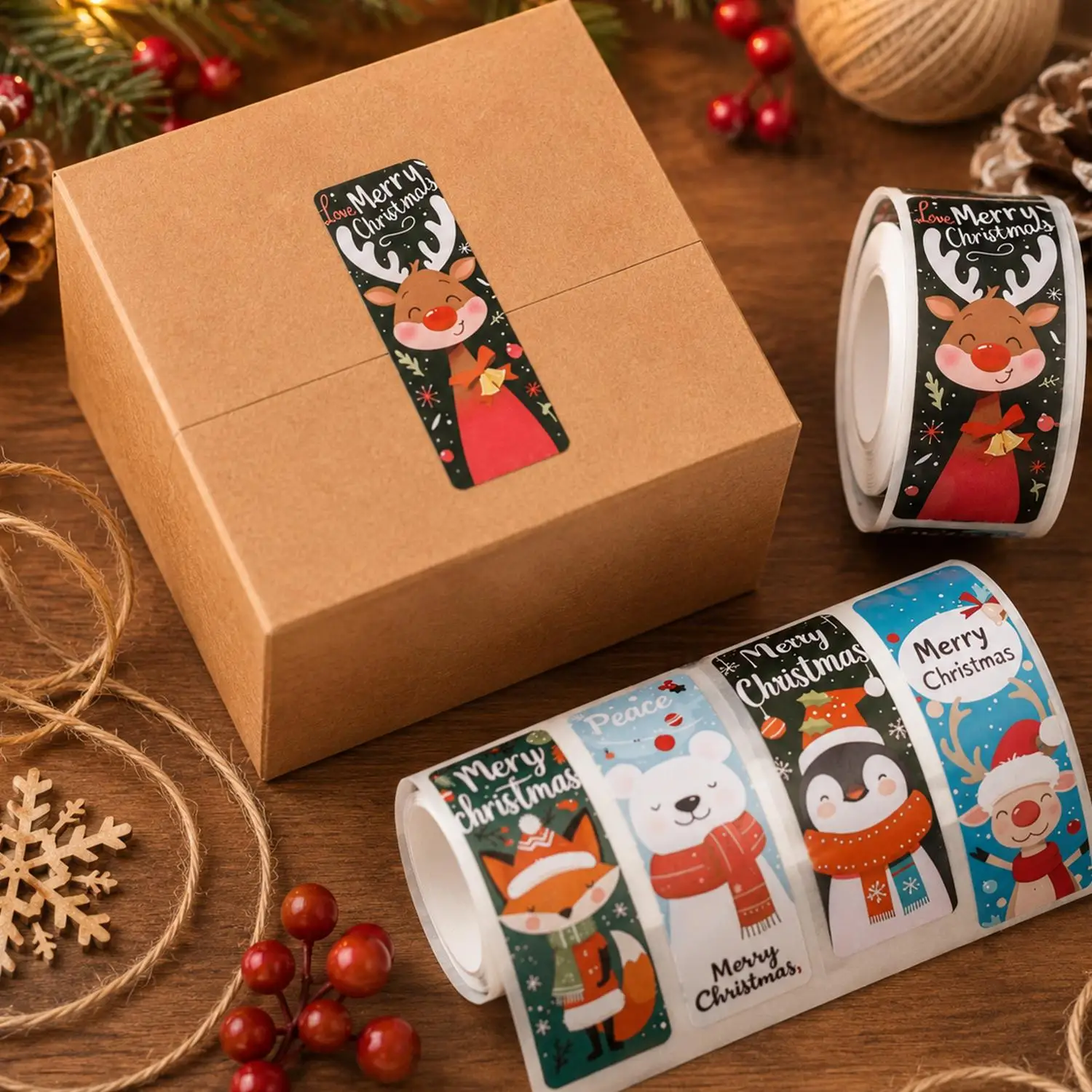 120pcs/Roll Christmas Strip Stickers Xmas Holiday Cards DIY Gift Wrapping Adhesive Santa Claus Snowmen Elk Label Decal Decor - Image 5