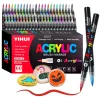 12/24/36/48/60 Colors Acrylic Paint Pens Markers Brush Tip Paint Markers For Rock Painting Wood Stone Glass Gift DIY Crafts