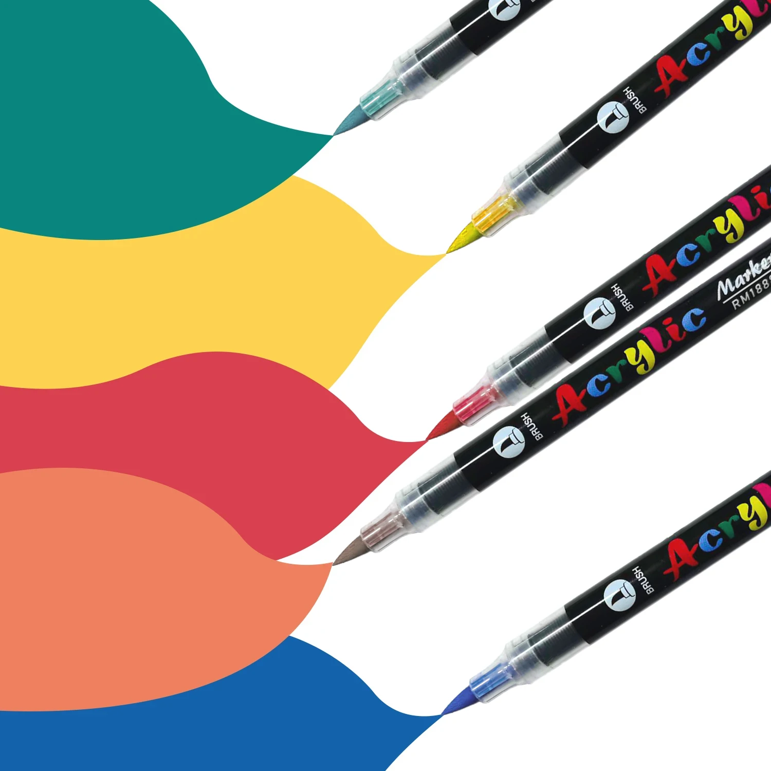 12/24/36/48/60 Colors Acrylic Paint Pens Markers Brush Tip Paint Markers For Rock Painting Wood Stone Glass Gift DIY Crafts - Image 2
