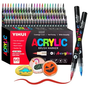 12/24/36/48/60 Colors Acrylic Paint Pens Markers Brush Tip Paint Markers For Rock Painting Wood Stone Glass Gift DIY Crafts