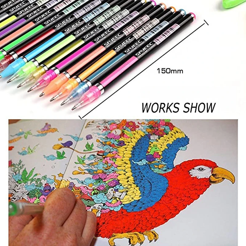 12/24Pcs Metallic Glitter Colors Gel Pens & Pen Refills For School Office Adult Coloring Book Journals Drawing Art Markers - Image 3