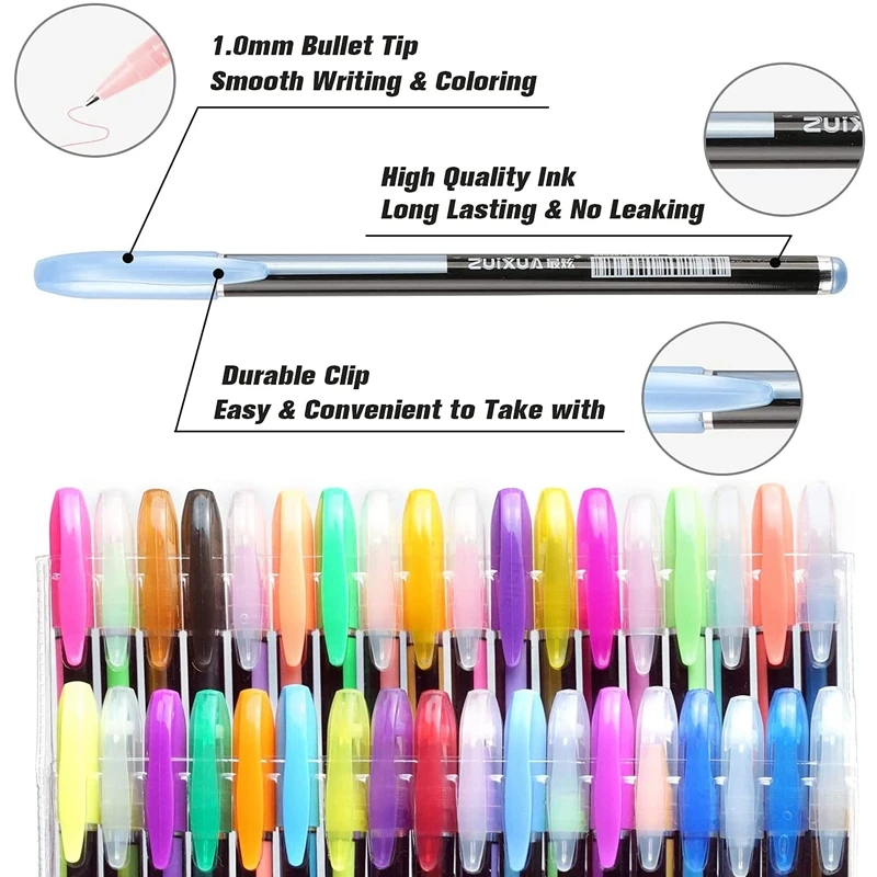 12/24Pcs Metallic Glitter Colors Gel Pens & Pen Refills For School Office Adult Coloring Book Journals Drawing Art Markers - Image 2
