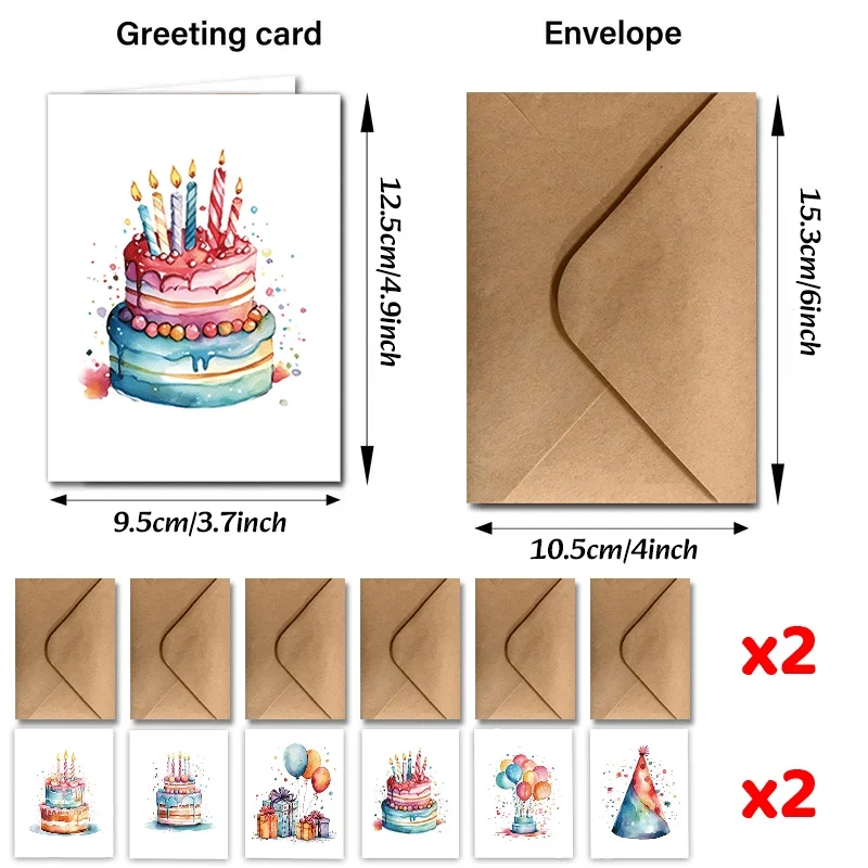 12/24pcs Colorful Birthday Cake Blanks Suitable for Birthdays, Weddings, Christmas & Special Events for Greeting Card Pack - Image 3