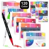 12/60/120 Colors Double Head Markers Tip Art Supplies Drawing Brush Pen Colors Set For Gift Pens Pencils Writing Office School