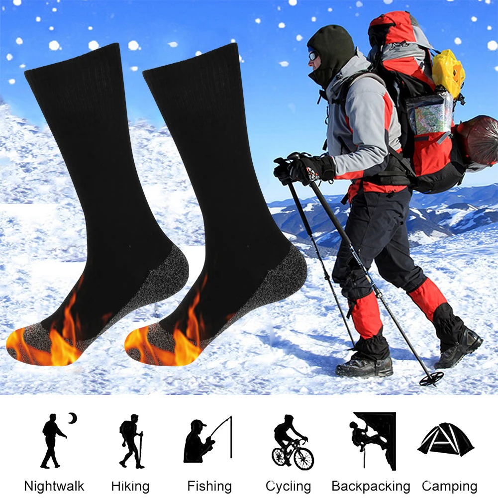 1/2Pair Self-heating Socks Winter Thermal Heated Socks Soft Elastic Thicken Anti-Slip Socks For Women Men Skiing Foot Warmer - Image 3