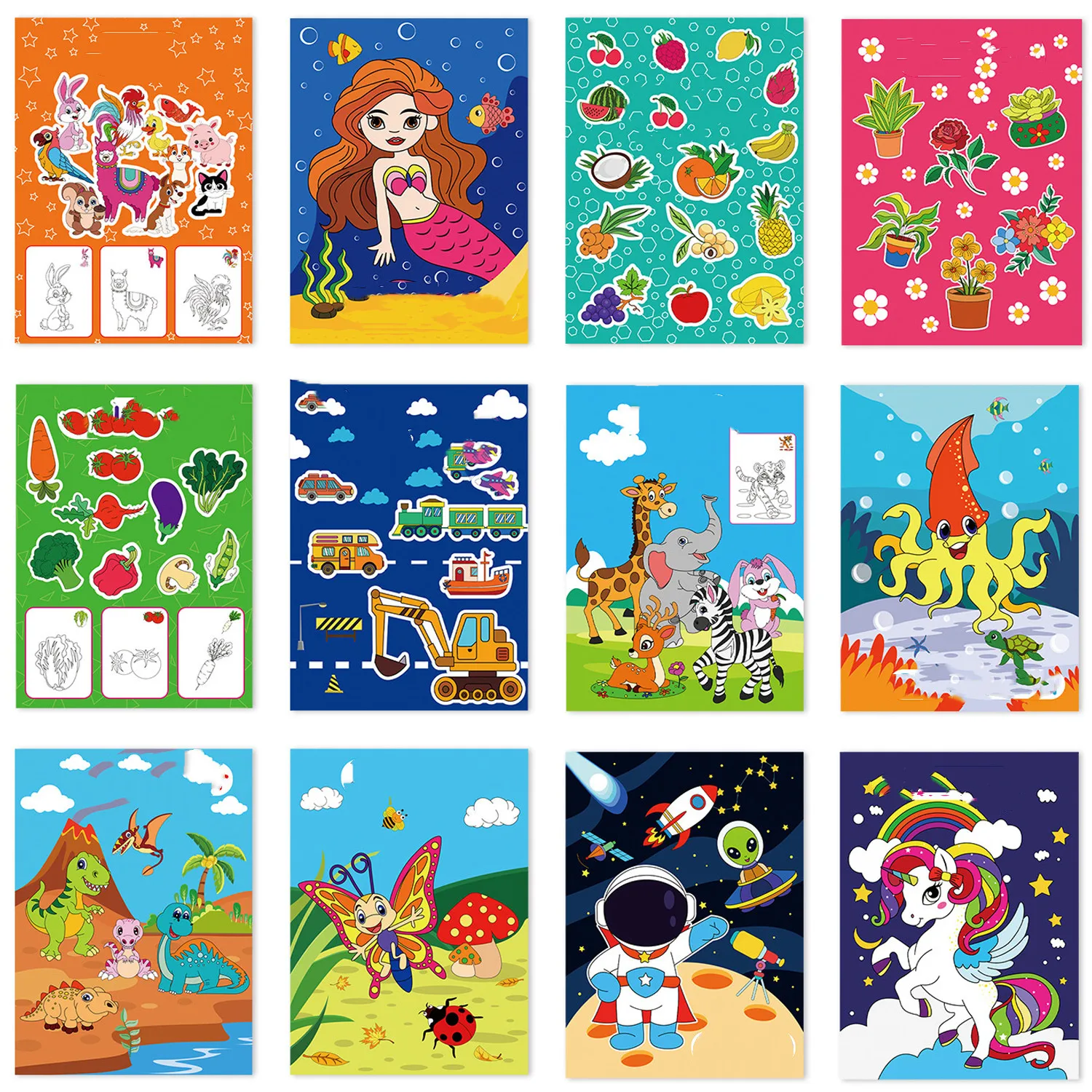 12Pcs/Set Children's Graffiti Drawing Coloring Book for 3-5Year Baby Learn To Draw Early Educational Interactive Preschool Toys