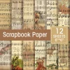 12Sheets/Set Vintage Christmas Sheet Music Scrapbook Paper 6x6Inch DIY Card Making,Decorations,Christmas Gift Scrapbook Supplies