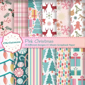 12pcs Retro Christmas Scrapbook Paper,Christmas Tree Design Single Sided DIY Craft Paper For Journal Card Making Gift Decoration