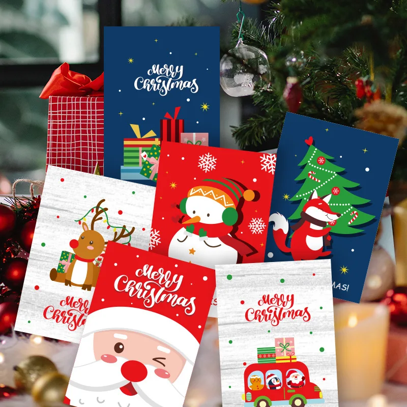 12pcs/1set Merry Christmas Fold Small Greeting Cards Xmas Greeting Card DIY New Year Postcard Gift Card Xmas Party Decorate Noel - Image 2