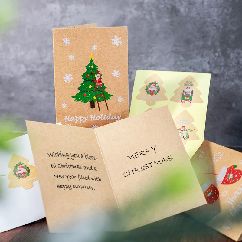 12pcs/1set Merry Christmas Fold Small Greeting Cards Xmas Greeting Card DIY New Year Postcard Gift Card Xmas Party Decorate Noel - Image 5