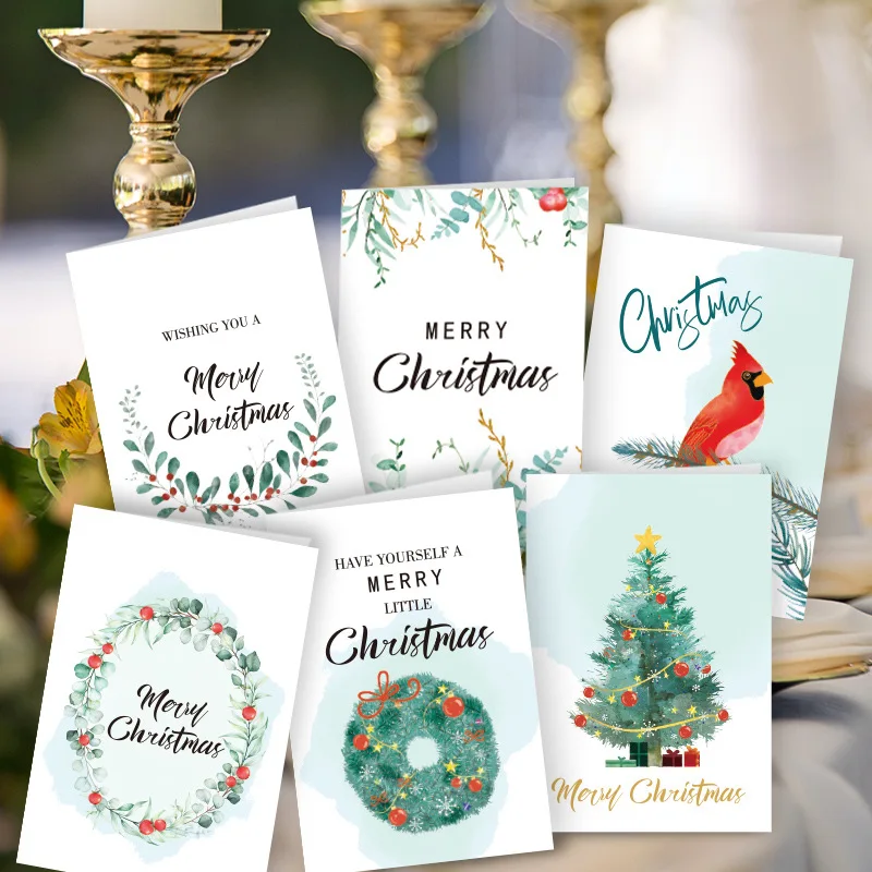 12pcs/1set Merry Christmas Fold Small Greeting Cards Xmas Greeting Card DIY New Year Postcard Gift Card Xmas Party Decorate Noel - Image 3