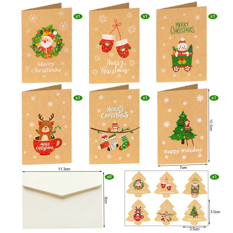 12pcs/1set Merry Christmas Fold Small Greeting Cards Xmas Greeting Card DIY New Year Postcard Gift Card Xmas Party Decorate Noel - Image 6