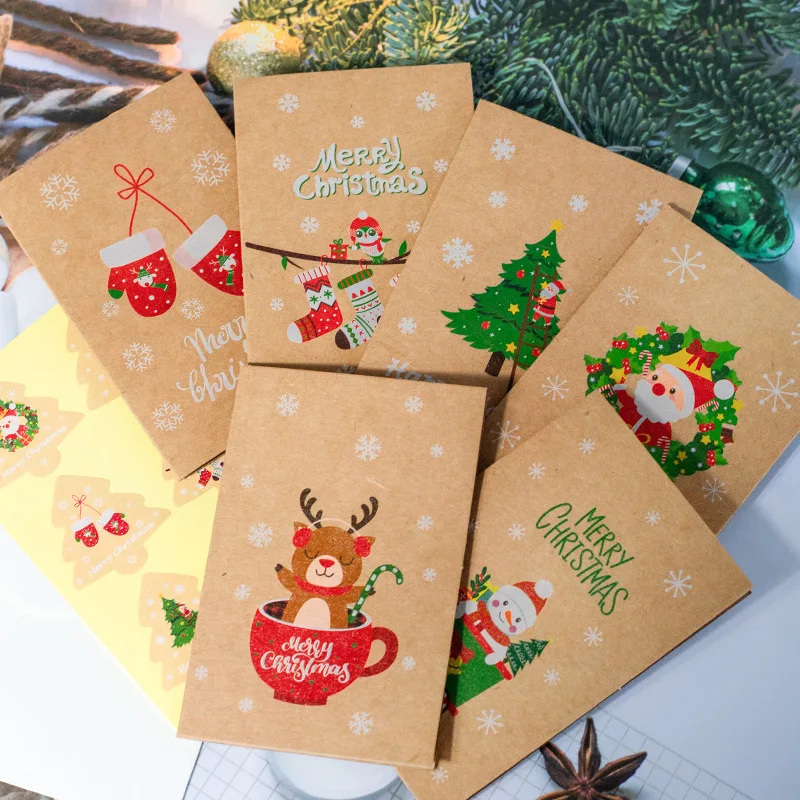 12pcs/1set Merry Christmas Fold Small Greeting Cards Xmas Greeting Card DIY New Year Postcard Gift Card Xmas Party Decorate Noel - Image 4
