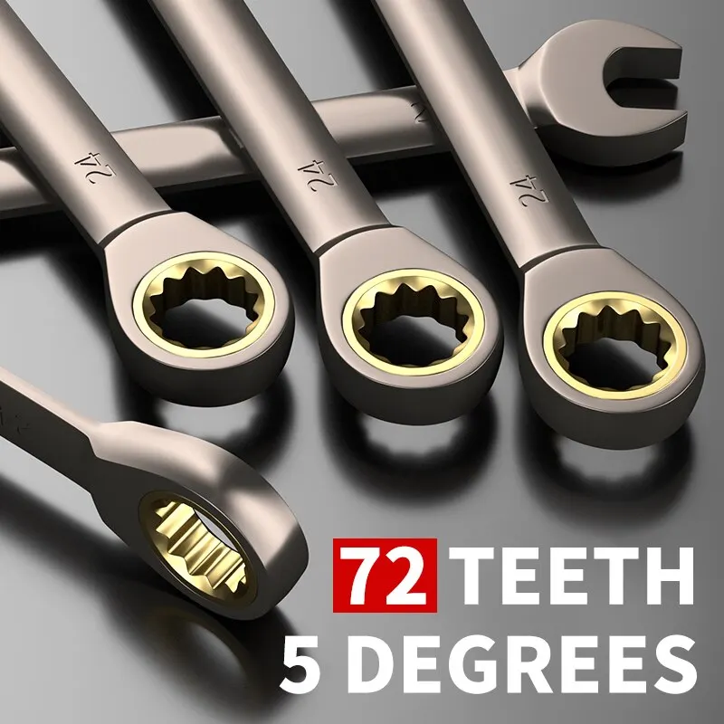 12pcs/6pcs Dual-use Ratchet Head Quick Wrench Set Hardware Tools 72 Teeth Wholesale 180 Degree Rotation - Image 2