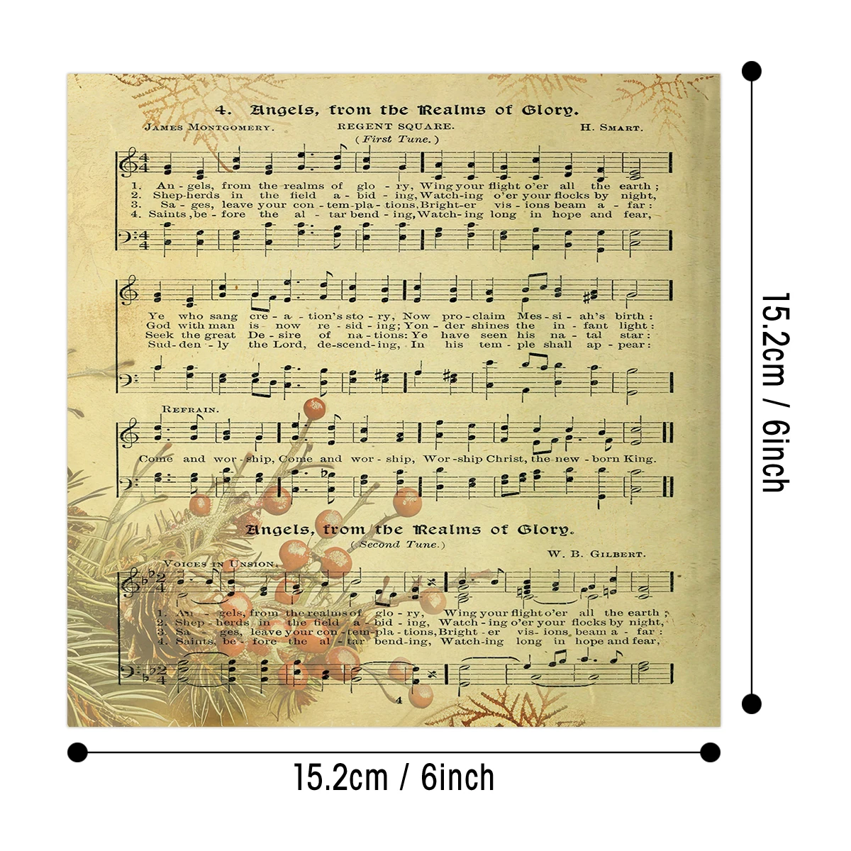 12piece Vintage Christmas Carol Sheet Music Scrapbook Paper,For Diy Crafts,Journals,Collage Art,Christmas Gift Decorative Paper - Image 5