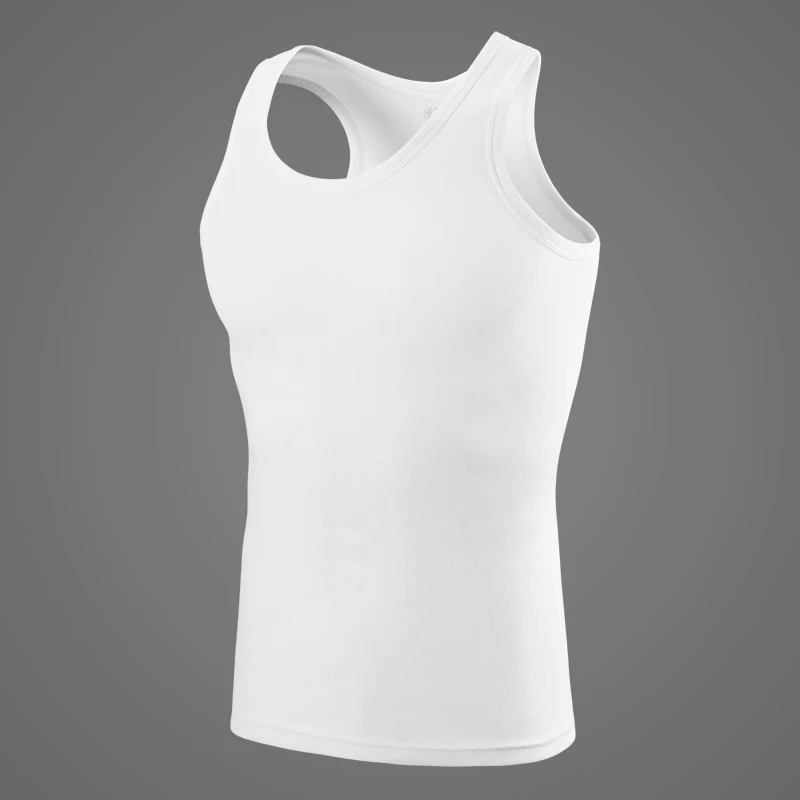 1/3 Piece Men's Four Season Solid Color Plus Size Vest Comfortable Pure Cotton Youth Sports And Fitness Top Middle-aged Base T - Image 2