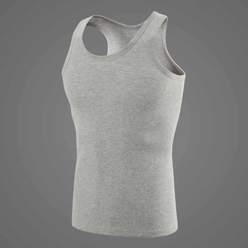 1/3 Piece Men's Four Season Solid Color Plus Size Vest Comfortable Pure Cotton Youth Sports And Fitness Top Middle-aged Base T - Image 4