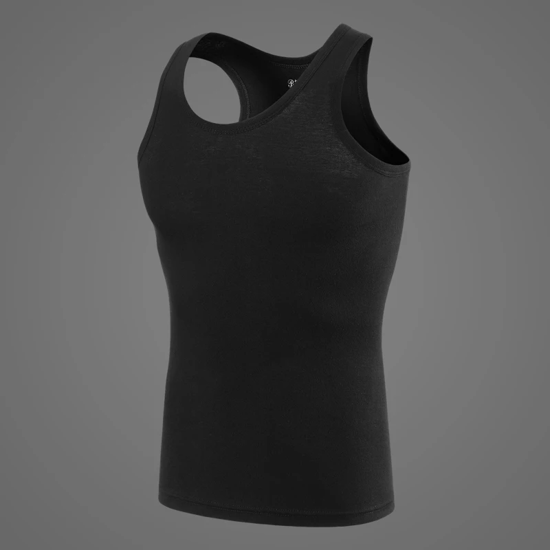 1/3 Piece Men's Four Season Solid Color Plus Size Vest Comfortable Pure Cotton Youth Sports And Fitness Top Middle-aged Base T - Image 3
