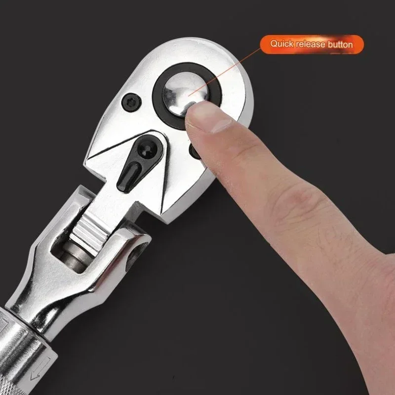 1/4 1/2 3/8 72-Tooth Carbon Steel Retractable Ratchet Wrench Automatic Quick Release Spanner Multifunctional Hand Tool - Image 2