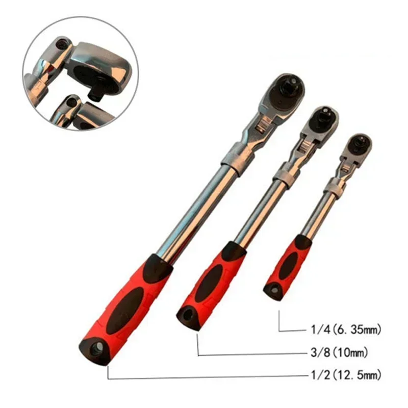 1/4 1/2 3/8 72-Tooth Carbon Steel Retractable Ratchet Wrench Automatic Quick Release Spanner Multifunctional Hand Tool - Image 6