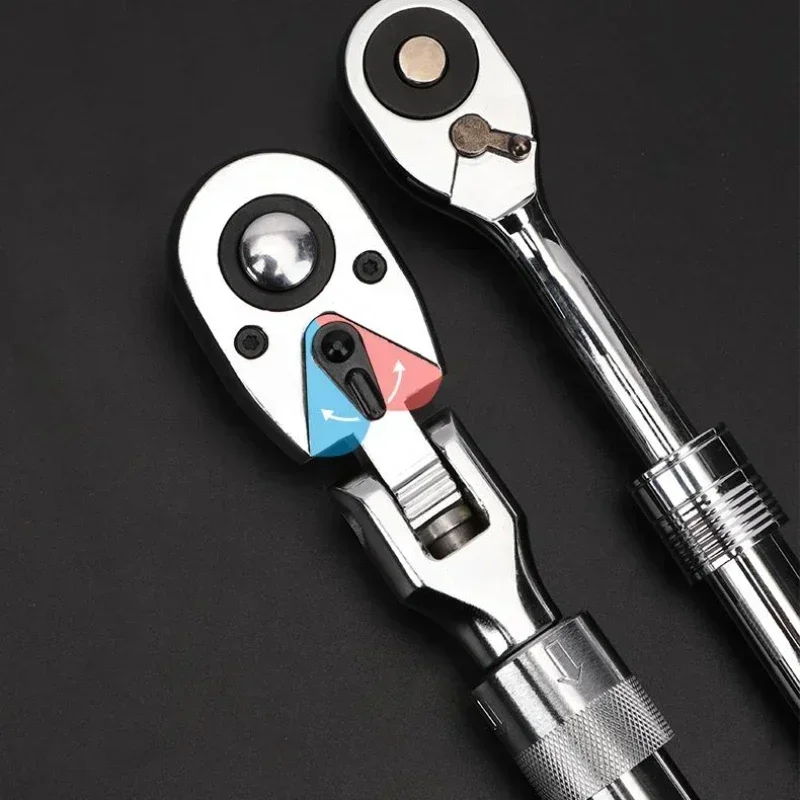 1/4 1/2 3/8 72-Tooth Carbon Steel Retractable Ratchet Wrench Automatic Quick Release Spanner Multifunctional Hand Tool - Image 3
