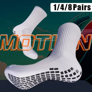 1/4/8 Pairs Unisex Non Slip Grip Athletic Socks with Towel Bottom for Football Basketball Baseball Rugby Soccer Players Cycling