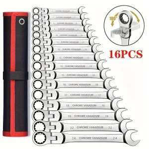 16pcs/set Combination Ratchet Wrench,Key Wrench Kits , Dual-purpose Ratchet Tool, Ratchet Combination Set, Car Maintenance Tools