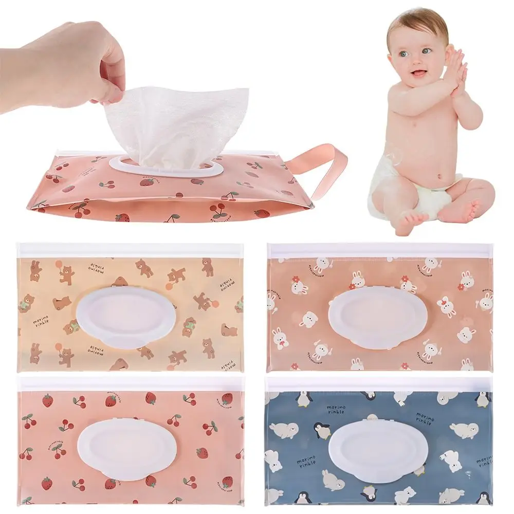 1PC EVA Baby Wet Wipe Pouch Portable Buckle Wipes Holder Case Flip Cover Snap-Strap Reusable Refillable Wet Wipe Bag Tissue Box - Image 5