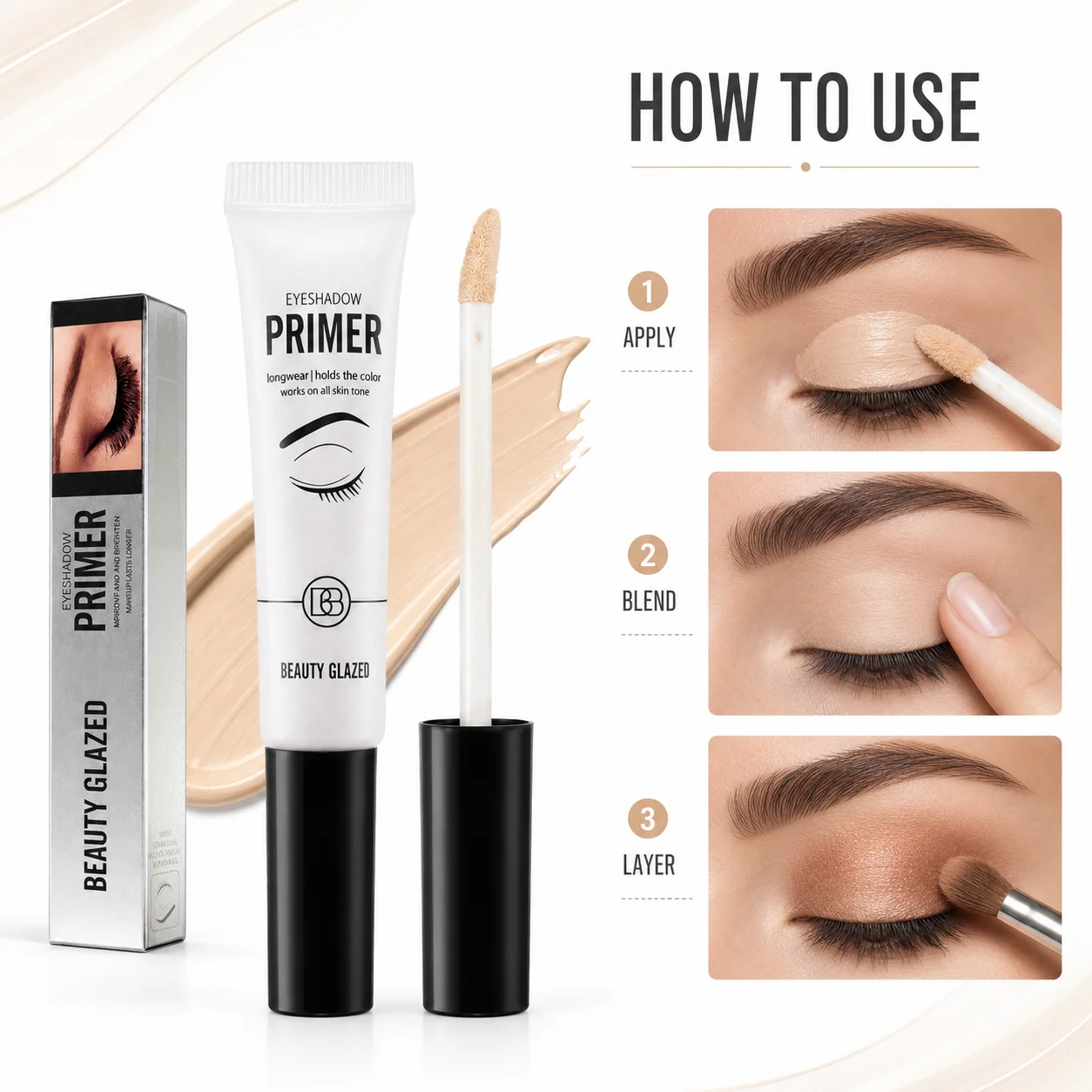1PC Eyeshadow Makeup Primer Smooth & Crease-Resistant Eye Makeup Waterproof Long-Lasting Wear Translucent Shade Eye Base Primer - Image 4