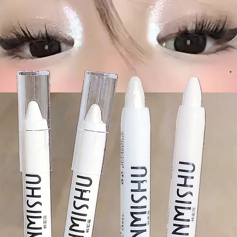 1PC Glitter Highlighter Pen Pearlescent Matte White Silvery Brighten Eyeshadow Stick Shiny Eye Face Makeup Dazzling Effect
