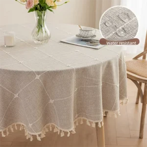 1PC Round tablecloth, waterproof and dustproof, jacquard dining tablecloth, wear-resistant large round table cover