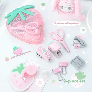 1PC Tool Set High Beauty Strawberry Efficiency Set Stapler Storage Stationery Student Specific Tool Set