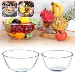1PCS Deep Mixing Bowl - Heavy-Duty Glass Salad Bowl, Dishwasher & Oven Safe, Microwave Compatible for Baking Prep Bread Proofing