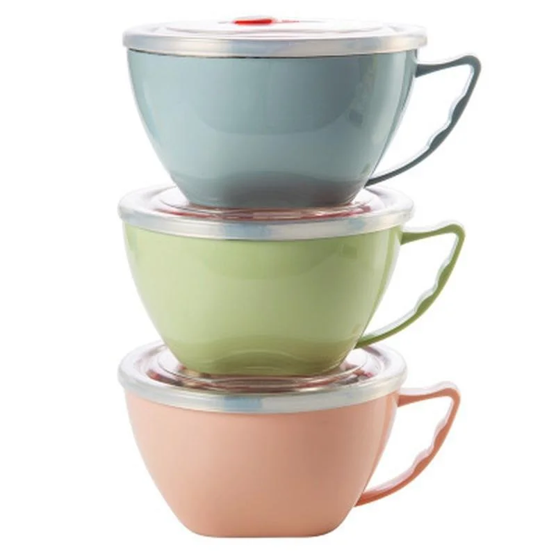 1PCS Stainless Steel Bowl with Handle Solid Color Anti Scalding Instant Noodles Mixing Bowl Kitchen Tableware Food Accessory - Image 5