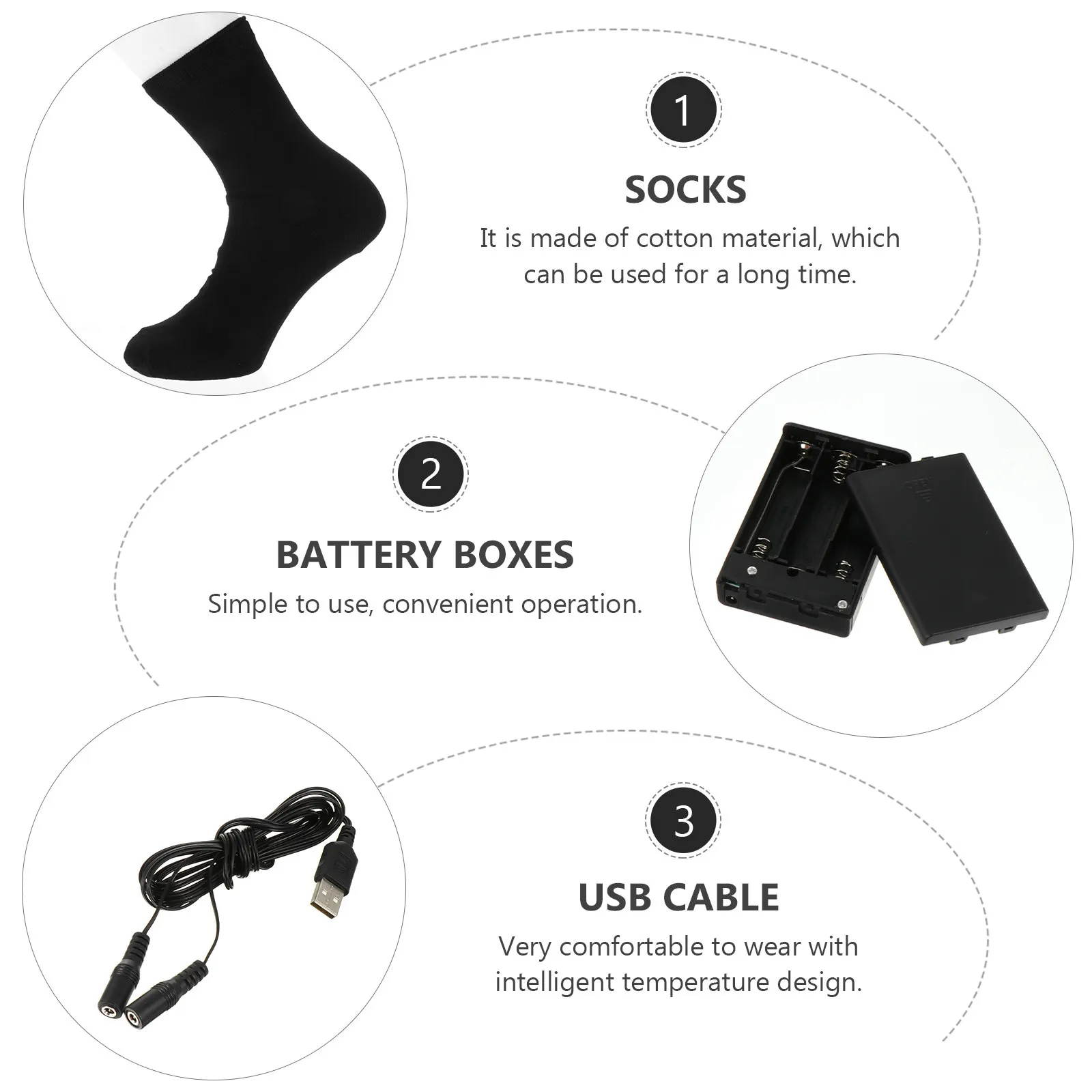 1Pair Heating Socks Cotton Heated Stockings Smart Temperature Regulation Winter Warm Footwear for Cycling Hiking Camping Skiing - Image 5