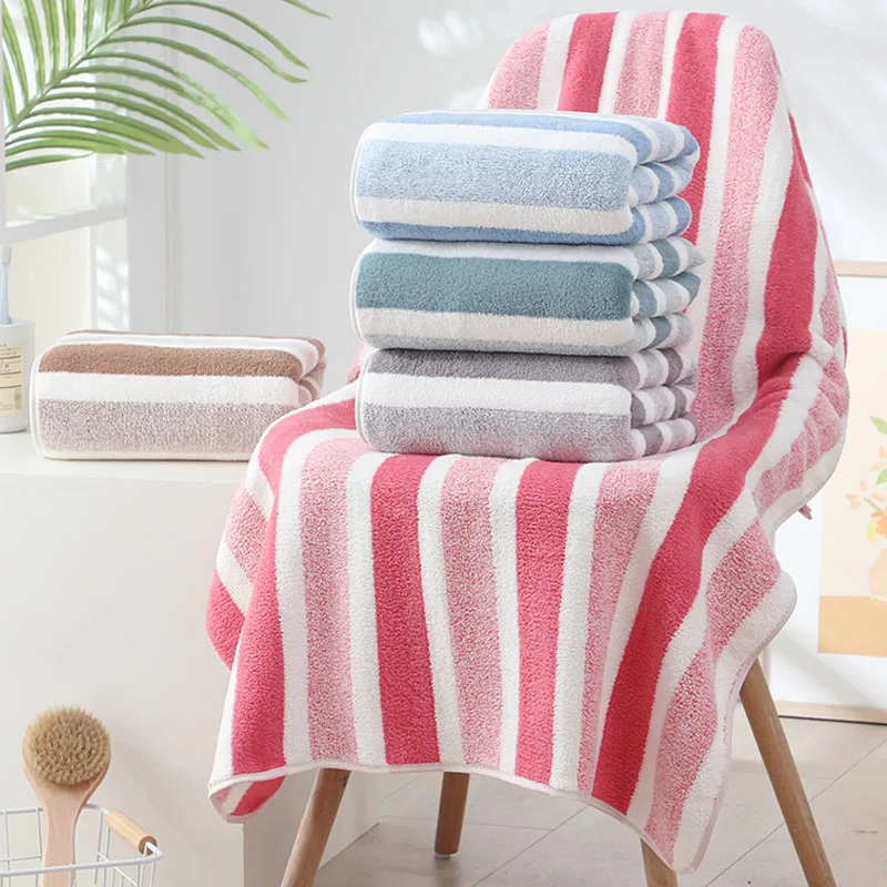 1Pc 70x140CM Striped Thickened Absorbent Bath Towel Soft Face Towel for Men and Women, Quick Drying Absorbent Towels For Bathroo - Image 2