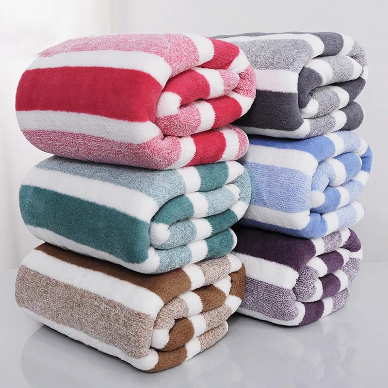 1Pc 70x140CM Striped Thickened Absorbent Bath Towel Soft Face Towel for Men and Women, Quick Drying Absorbent Towels For Bathroo - Image 3