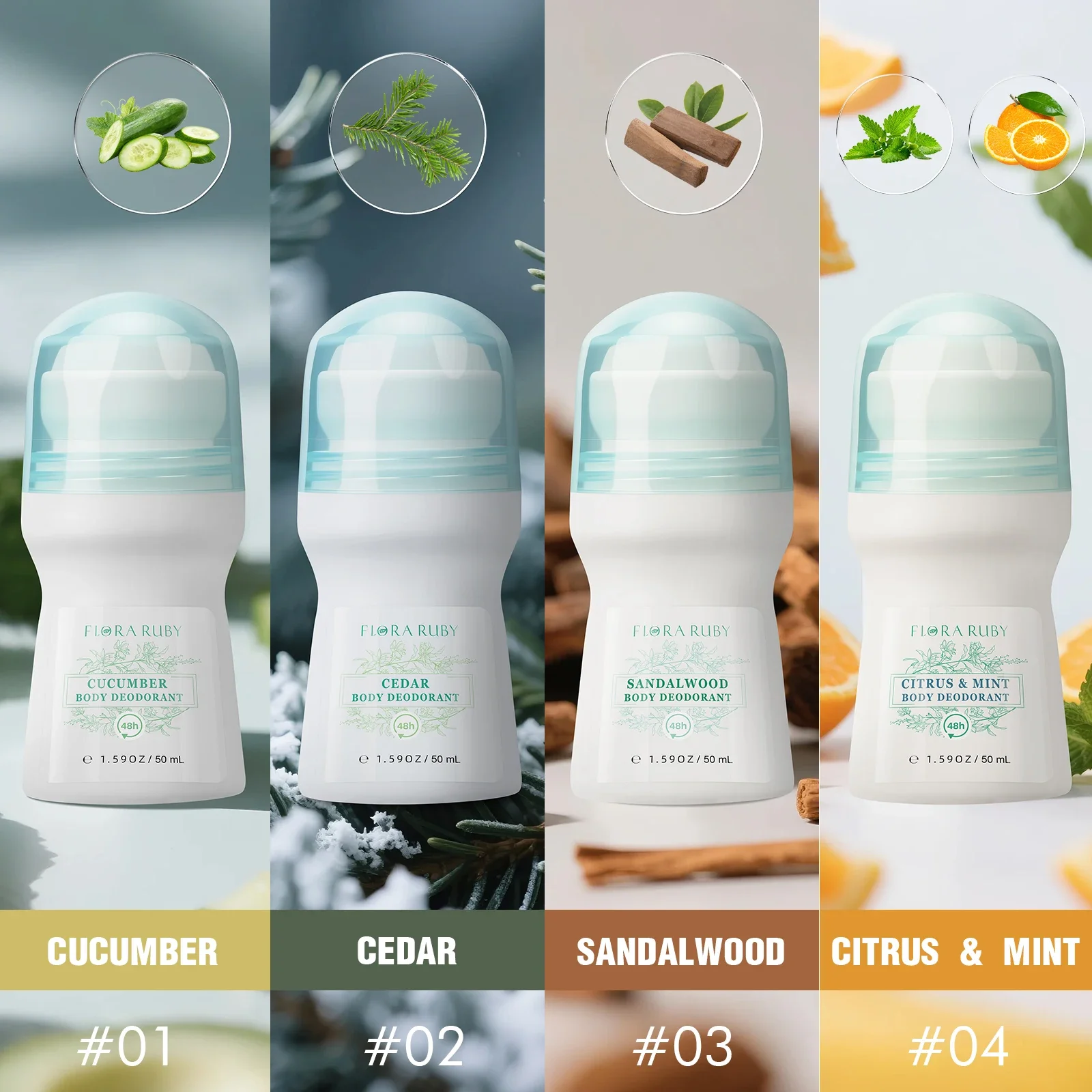1Pcs Light Green Deodorant Roll Aluminum Free Portable Antiperspirant Underarm Odor Remover Dry Smooth Fragranced Body Deodorant - Image 3