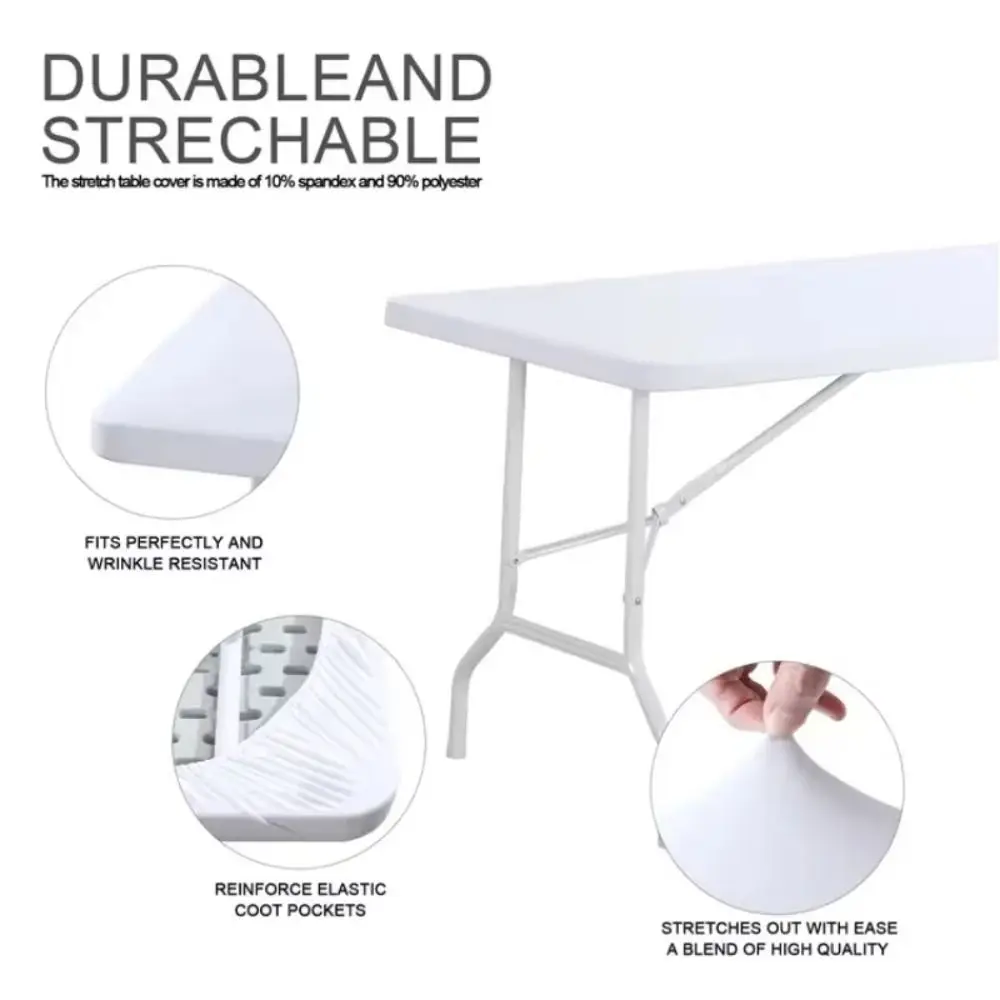 1Pcs Spandex Rectangular Tablecloth Elastic Fitted 6FT Table Cloth Washable Wrinkle Resistant Patio Table Cover - Image 4