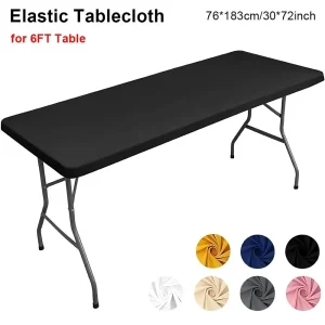 1Pcs Spandex Rectangular Tablecloth Elastic Fitted 6FT Table Cloth Washable Wrinkle Resistant Patio Table Cover