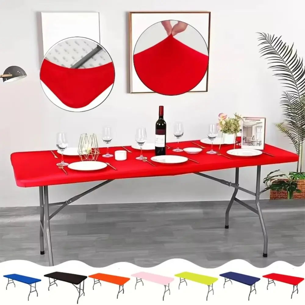 1Pcs Spandex Rectangular Tablecloth Elastic Fitted 6FT Table Cloth Washable Wrinkle Resistant Patio Table Cover - Image 5